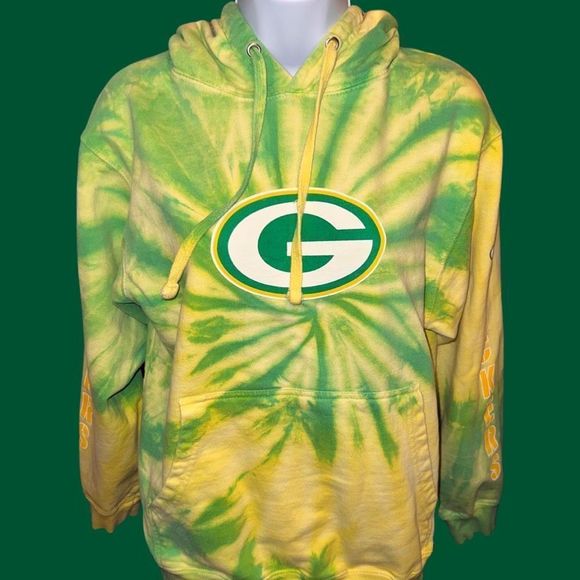 Unisex Isaac Designs Sports GREEN BAY PACKERS Tie Dye Hoodie Size Small - Picture 1 of 6